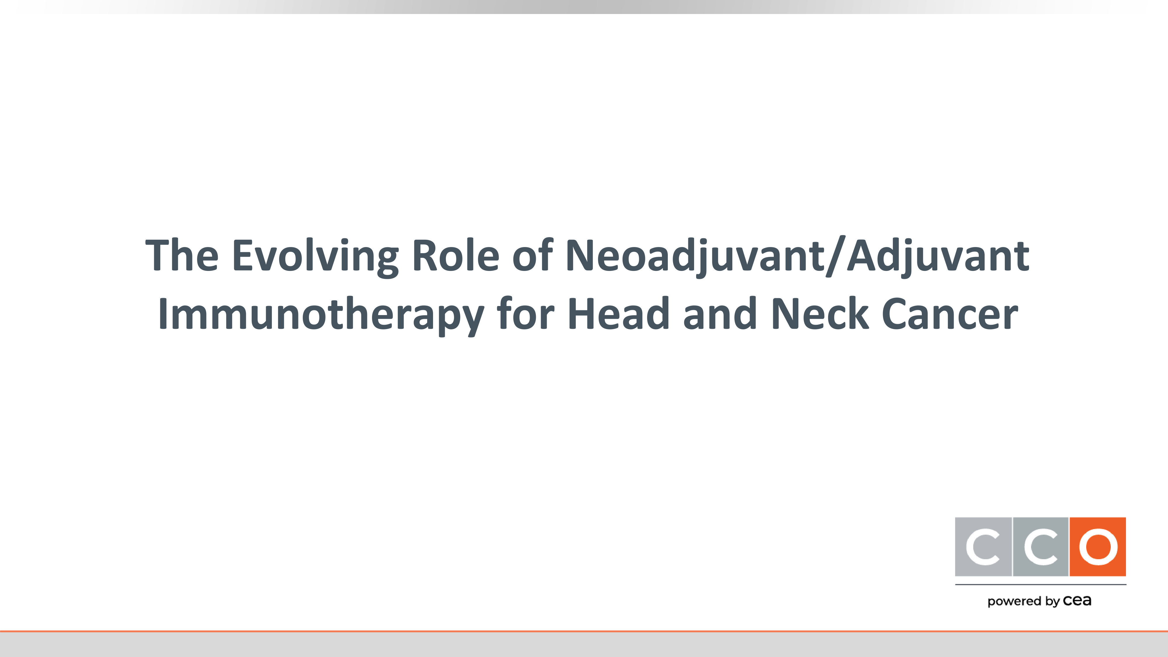 Immunotherapy for HNSCC | CCO